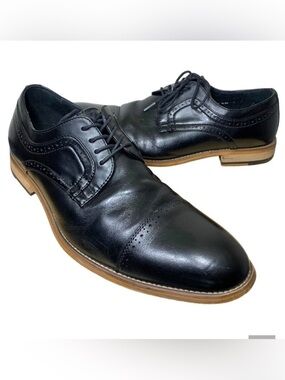 Stacy Adams Dickinson Mens Cap Toe Oxford Sz 10 Black Leather Casual Dress Shoes